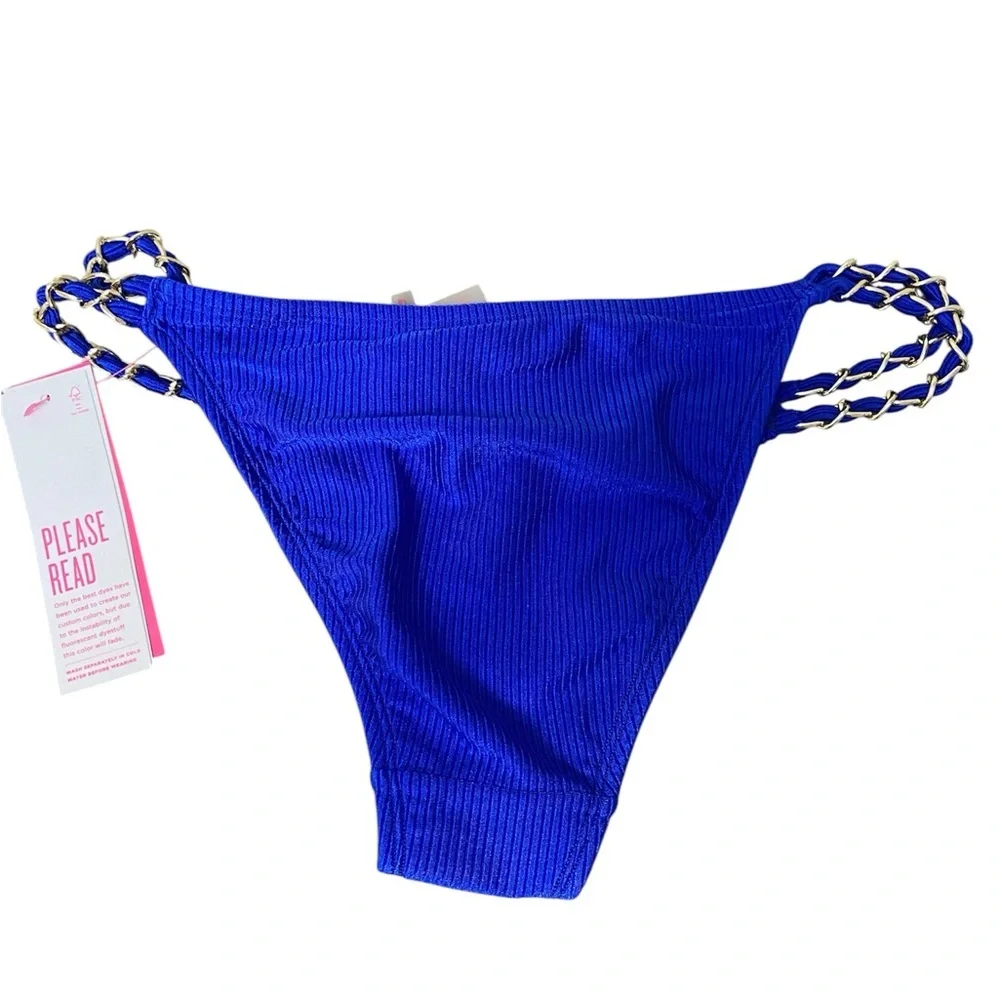 Lilly Pulitzer Ribbed Cobalt Blue Women's Bikini Bottom Sz 2 NWT